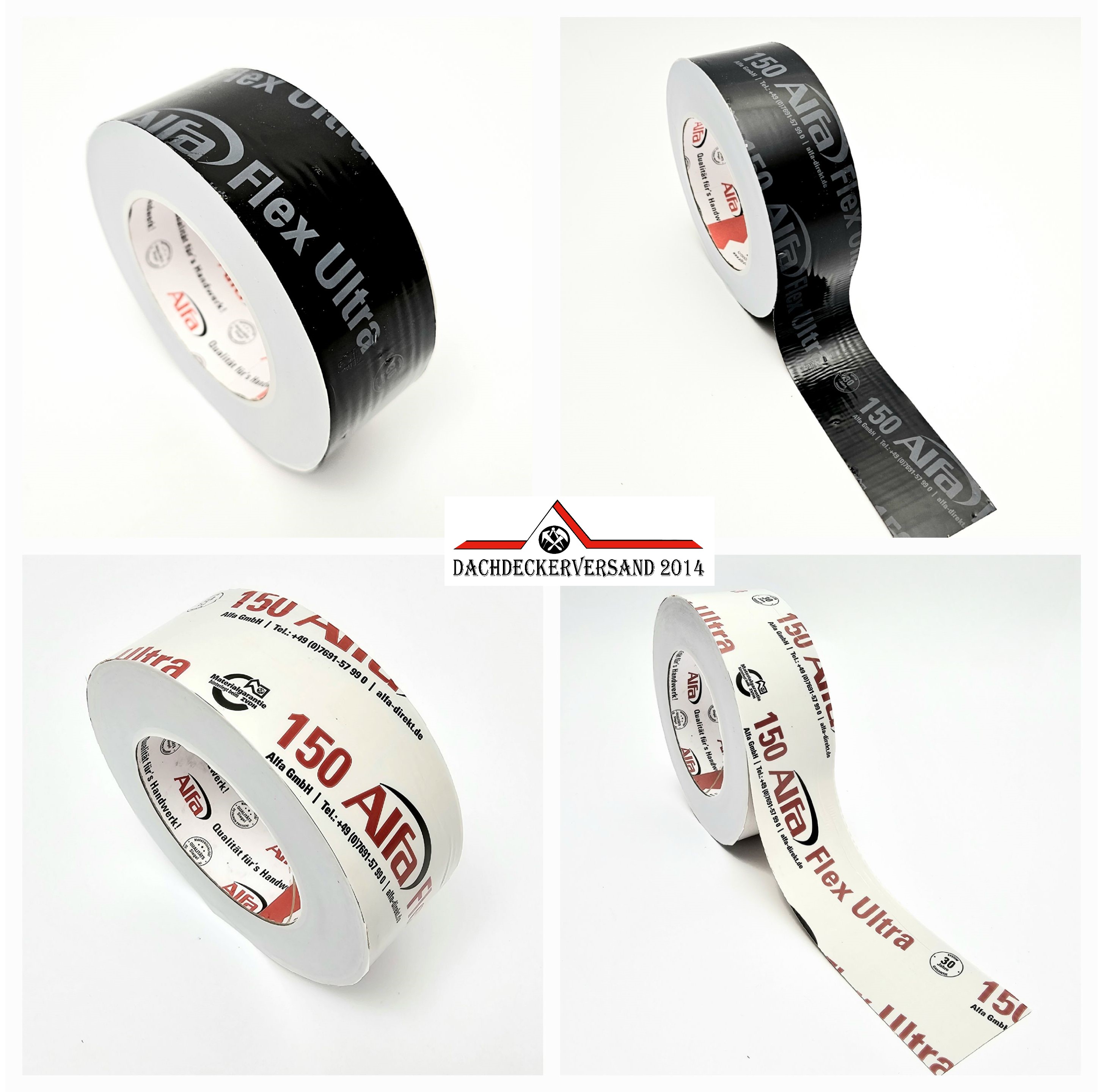 Alfa Flex Ultra 150 Klebeband Multi-Folienklebeband 50 mm x 25 m 1 Rolle weiß oder schwarz
